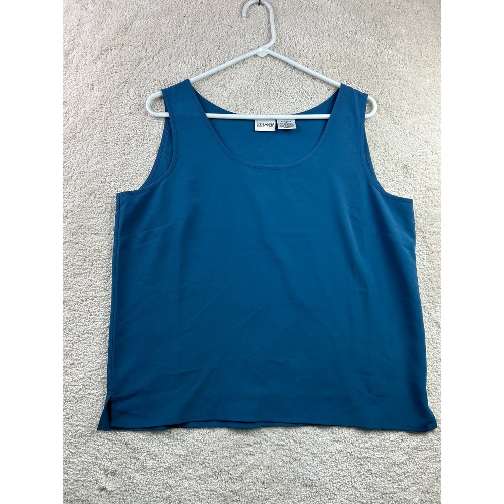 Liz Baker Women's Blue Tank Top Size 14 Polyester Sleeveless